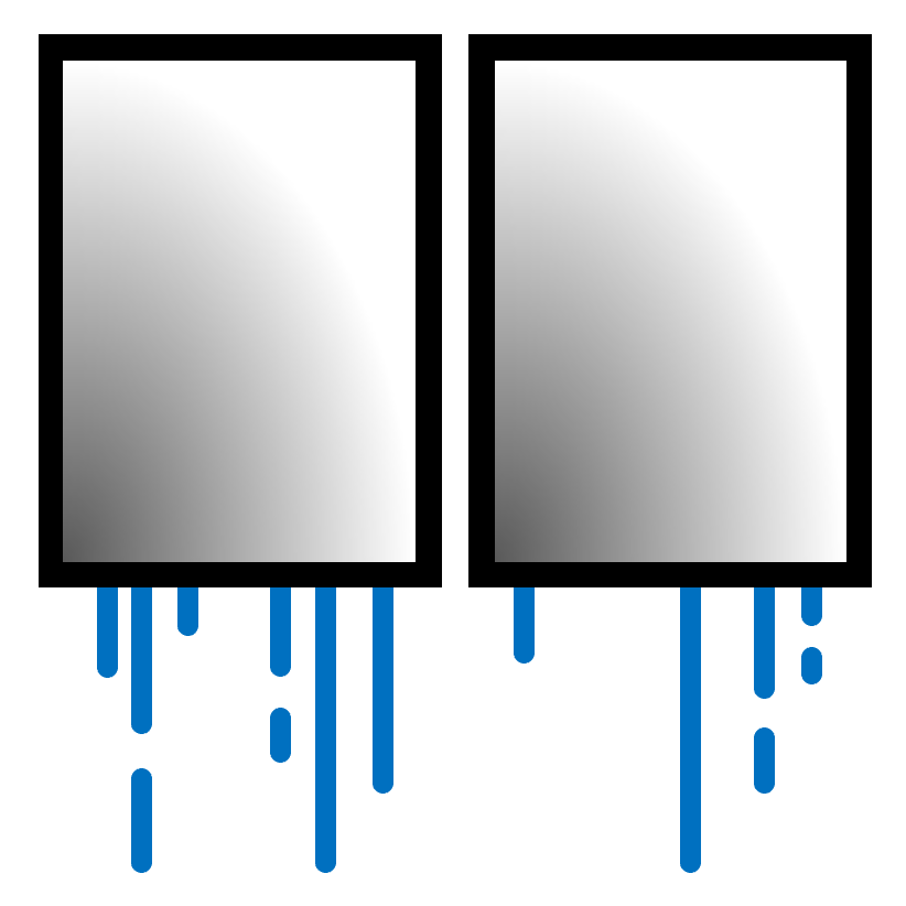 Cartoon image of leaking windows.