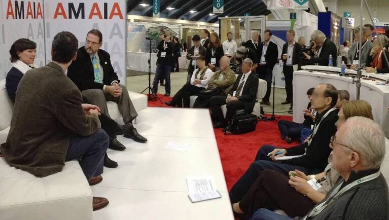 Maurya McClintock speaking at an AIA National Conference on Architecture & Design.