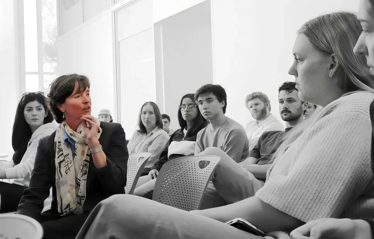 Maurya McClintock teaching graduate students at the Richard A. McMahan School of Architecture at Clemson University.